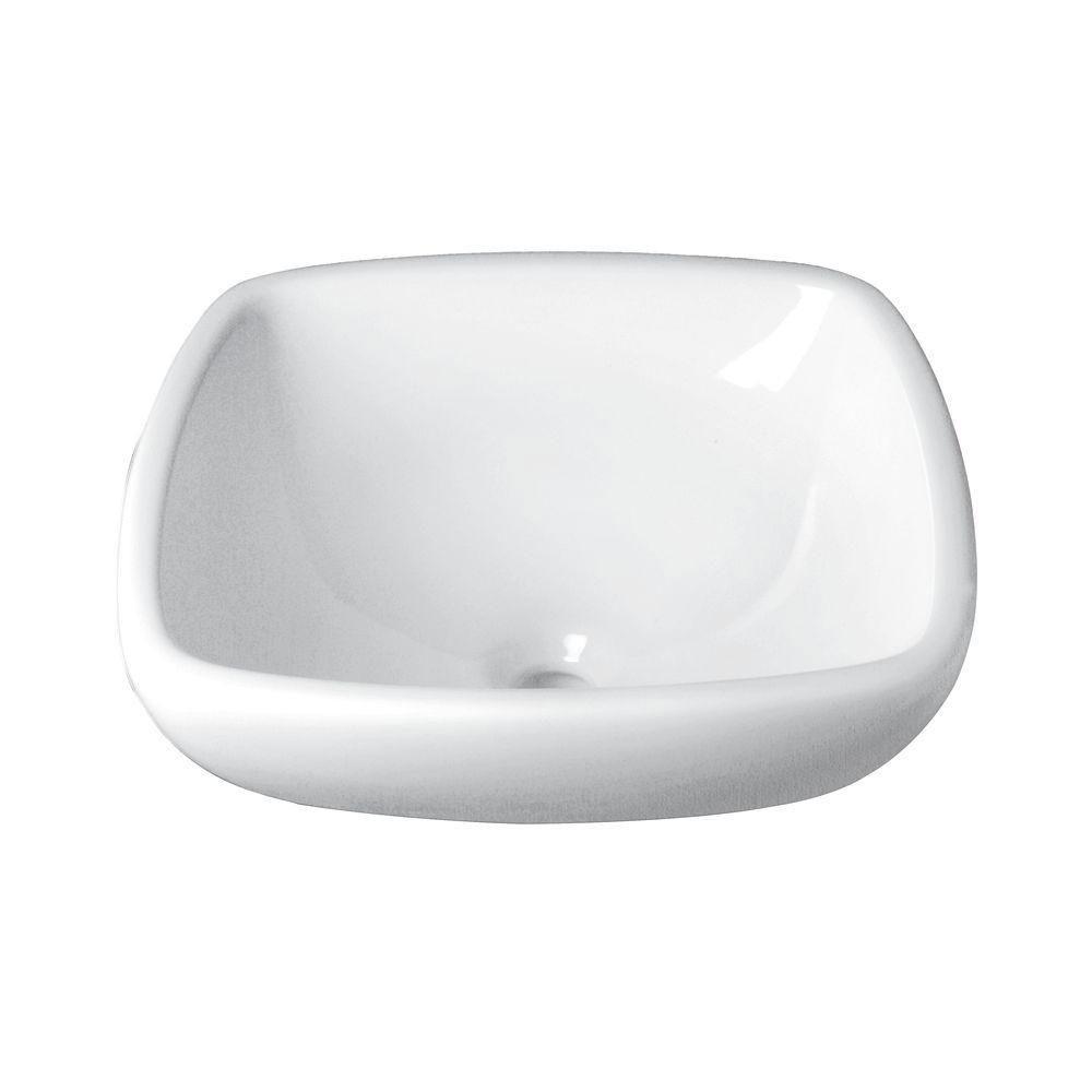 Decolav 1423-CWH Square Vitreous China Semi-Recessed Vessel, White 653525