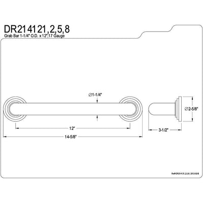 Kingston Brass Grab Bars - Chrome Milano 12" Decorative Grab Bar DR214121