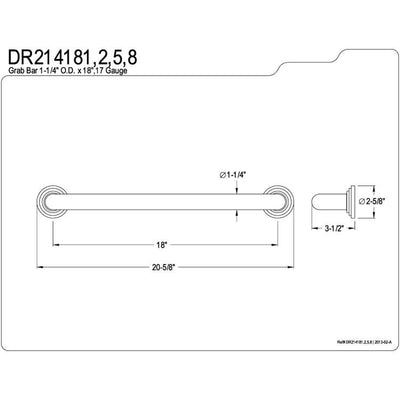 Kingston Brass Grab Bars - Chrome Milano 18" Decorative Grab Bar DR214181