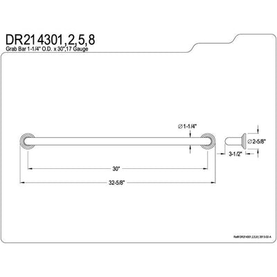 Kingston Brass Grab Bars - Chrome Milano 30" Decorative Grab Bar DR214301