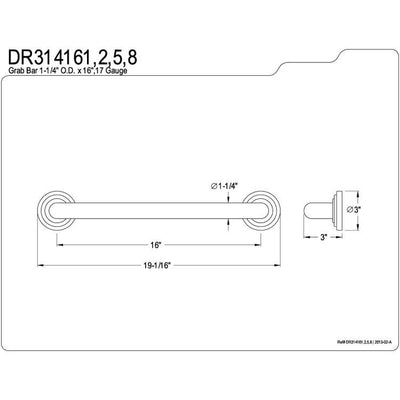 Kingston Grab Bars - Polished Brass Traditional 16" Decorative Grab Bar DR314162