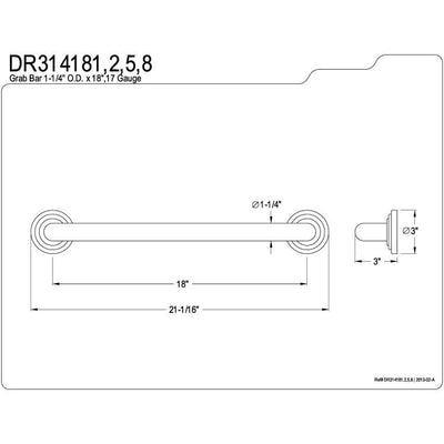 Kingston Brass Grab Bars - Chrome Traditional 18" Decorative Grab Bar DR314181