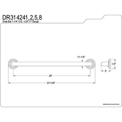 Kingston Grab Bars - Satin Nickel Traditional 24" Decorative Grab Bar DR314248