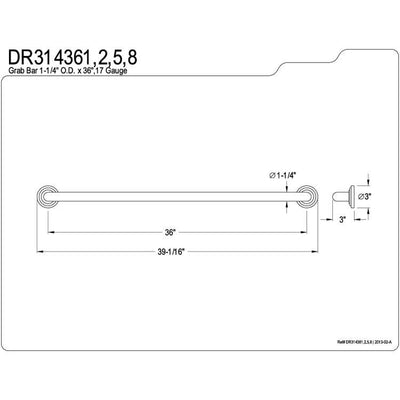 Kingston Brass Grab Bars - Chrome Traditional 36" Decorative Grab Bar DR314361