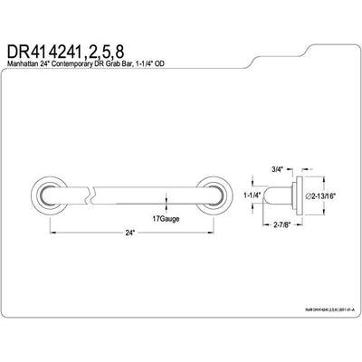 Kingston Grab Bars - Polished Brass Manhattan 24" Decorative Grab Bar DR414242