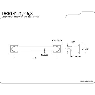 Grab Bars - Oil Rubbed Bronze Claremont 12" Decorative Grab Bar DR614125