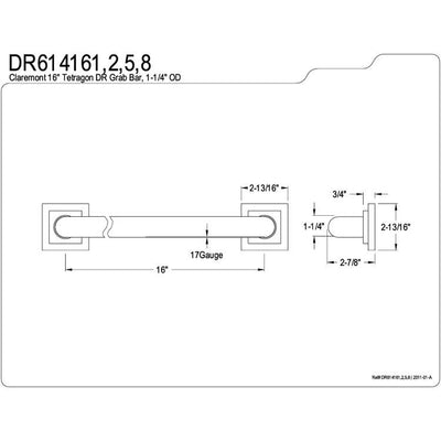 Kingston Grab Bars - Polished Brass Claremont 16" Decorative Grab Bar DR614162