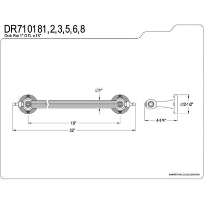 Kingston Brass Chrome Templeton Grab Bar For Bathroom Or Shower: 18" DR710181