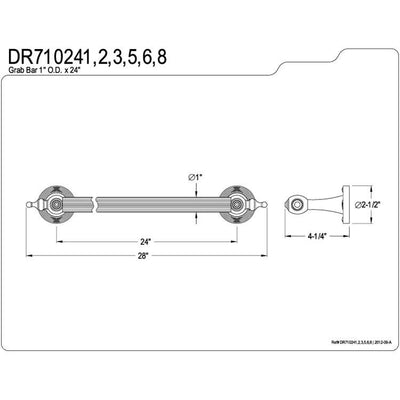 Kingston Brass Chrome Templeton Grab Bar For Bathroom Or Shower: 24" DR710241