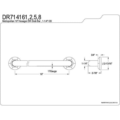 Grab Bars - Polished Brass Metropolitan 16" Decorative Grab Bar DR714162