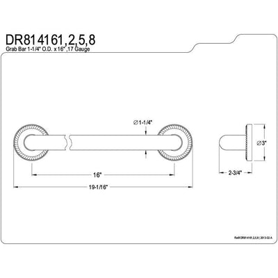 Kingston Brass Grab Bars - Chrome Regency 16" Decorative Grab Bar DR814161