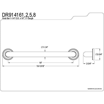 Kingston Grab Bars - Polished Brass Camelon 16" Decorative Grab Bar DR914162