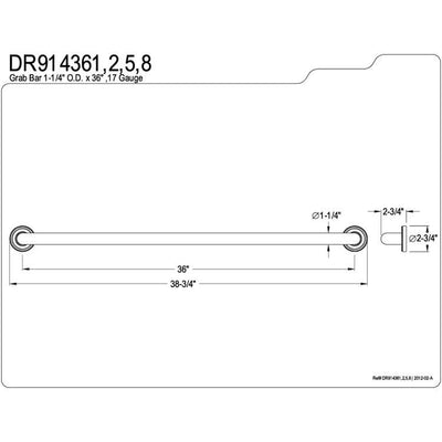 Kingston Brass Grab Bars - Chrome Camelon 36" Decorative Grab Bar DR914361