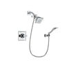 Delta Dryden Chrome Finish Shower Faucet System Package with Square Showerhead and Modern Handheld Shower Spray with Wall Bracket and Hose Includes Rough-in Valve DSP0008V