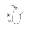 Delta Arzo Chrome Finish Tub and Shower Faucet System Package with Square Showerhead and Modern Handheld Shower Spray with Wall Bracket and Hose Includes Rough-in Valve and Tub Spout DSP0011V