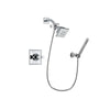 Delta Dryden Chrome Finish Shower Faucet System Package with Square Showerhead and Modern Handheld Shower Spray with Wall Bracket and Hose Includes Rough-in Valve DSP0056V