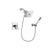 Delta Arzo Chrome Finish Thermostatic Shower Faucet System Package with Square Shower Head and Modern Handheld Shower Spray with Wall Bracket and Hose Includes Rough-in Valve DSP0133V