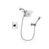 Delta Arzo Chrome Finish Shower Faucet System Package with Square Shower Head and Modern Handheld Shower Spray with Wall Bracket and Hose Includes Rough-in Valve DSP0140V