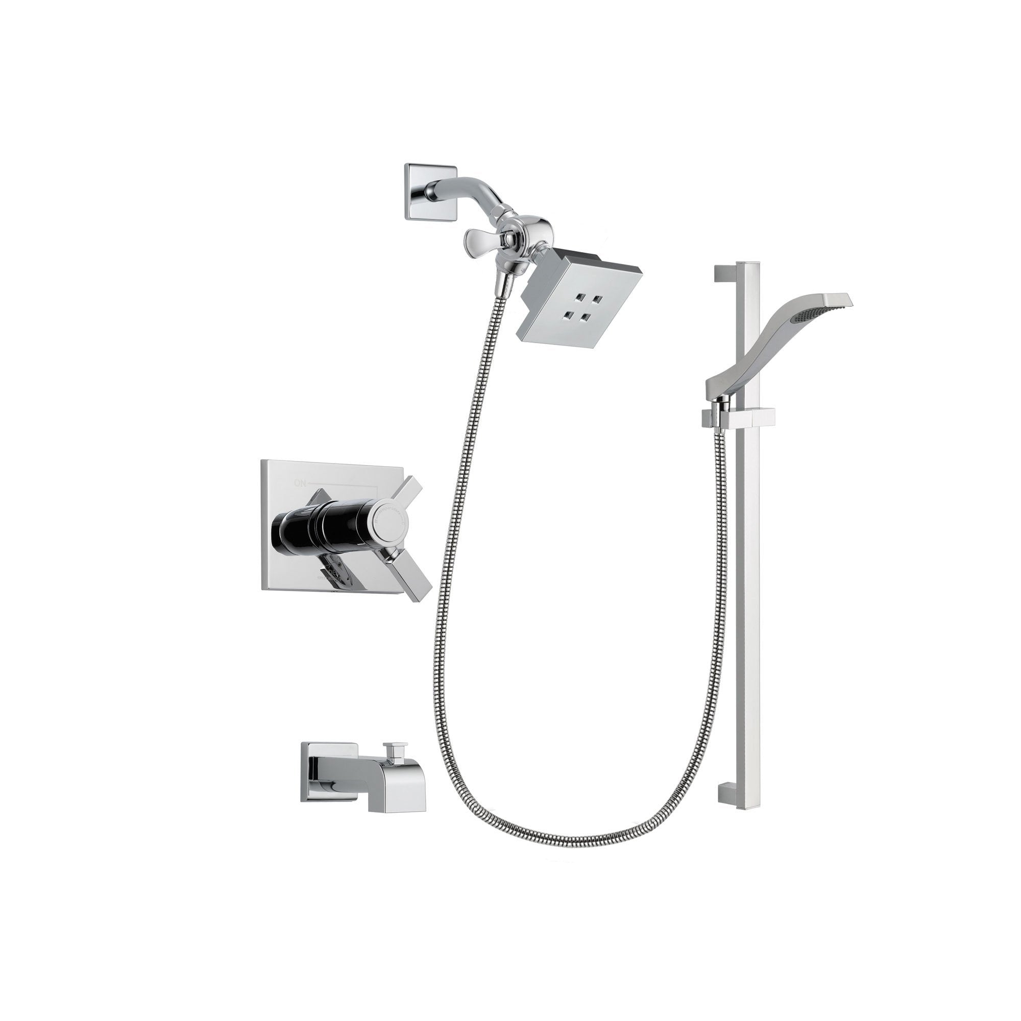 Delta Vero Chrome Tub and Shower Faucet System Package with Hand Shower DSP0147V