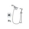 Delta Dryden Chrome Finish Tub and Shower Faucet System Package with Square Showerhead and Modern Wall Mount Slide Bar with Handheld Shower Spray Includes Rough-in Valve and Tub Spout DSP0247V