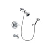 Delta Lahara Chrome Finish Tub and Shower Faucet System Package with Water Efficient Showerhead and 5-Spray Adjustable Wall Mount Hand Shower Includes Rough-in Valve and Tub Spout DSP0333V