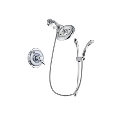 Delta Victorian Chrome Finish Thermostatic Shower Faucet System Package with Large Rain Showerhead and Handheld Shower with Slide Bar Includes Rough-in Valve DSP0496V