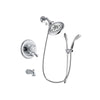 Delta Leland Chrome Finish Dual Control Tub and Shower Faucet System Package with Large Rain Showerhead and Handheld Shower with Slide Bar Includes Rough-in Valve and Tub Spout DSP0519V