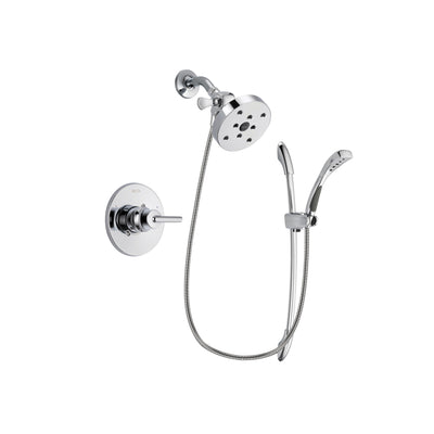 Delta Trinsic Chrome Finish Shower Faucet System Package with 5-1/2 inch Shower Head and Handheld Shower with Slide Bar Includes Rough-in Valve DSP0540V