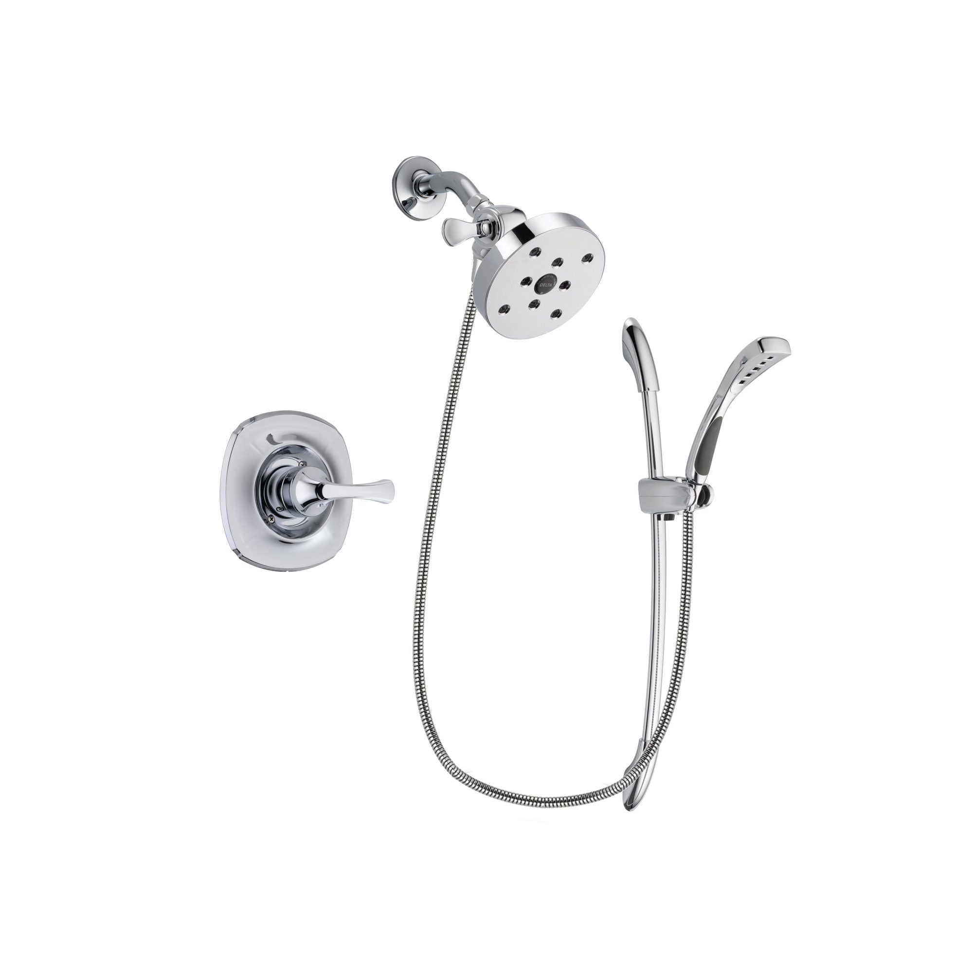 Delta Addison Chrome Finish Shower Faucet System Package with 5-1/2 inch Shower Head and Handheld Shower with Slide Bar Includes Rough-in Valve DSP0544V