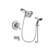 Delta Leland Chrome Finish Thermostatic Tub and Shower Faucet System Package with Large Rain Showerhead and 5-Spray Wall Mount Slide Bar with Personal Handheld Shower Includes Rough-in Valve and Tub Spout DSP0769V