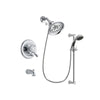 Delta Leland Chrome Finish Dual Control Tub and Shower Faucet System Package with Large Rain Showerhead and 5-Spray Wall Mount Slide Bar with Personal Handheld Shower Includes Rough-in Valve and Tub Spout DSP0791V