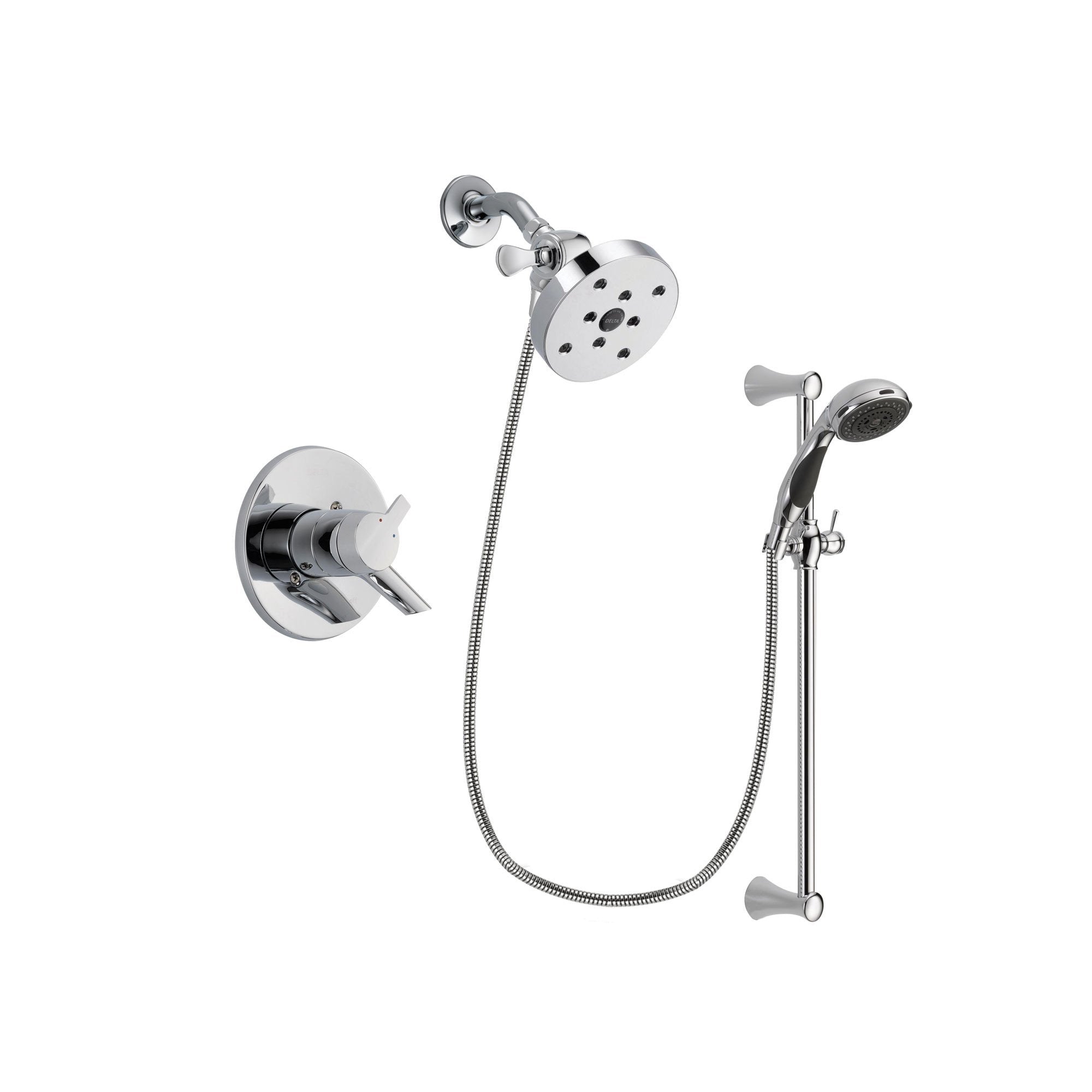 Delta Compel Chrome Shower Faucet System w/ Shower Head and Hand Shower DSP0824V