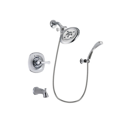 Delta Addison Chrome Finish Tub and Shower Faucet System Package with Large Rain Showerhead and Wall-Mount Bracket with Handheld Shower Spray Includes Rough-in Valve and Tub Spout DSP1053V