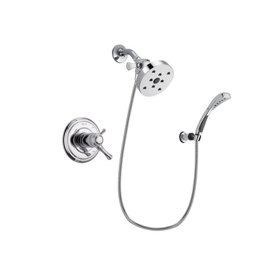 Delta Cassidy Chrome Finish Thermostatic Shower Faucet System Package with 5-1/2 inch Shower Head and Wall-Mount Bracket with Handheld Shower Spray Includes Rough-in Valve DSP1080V