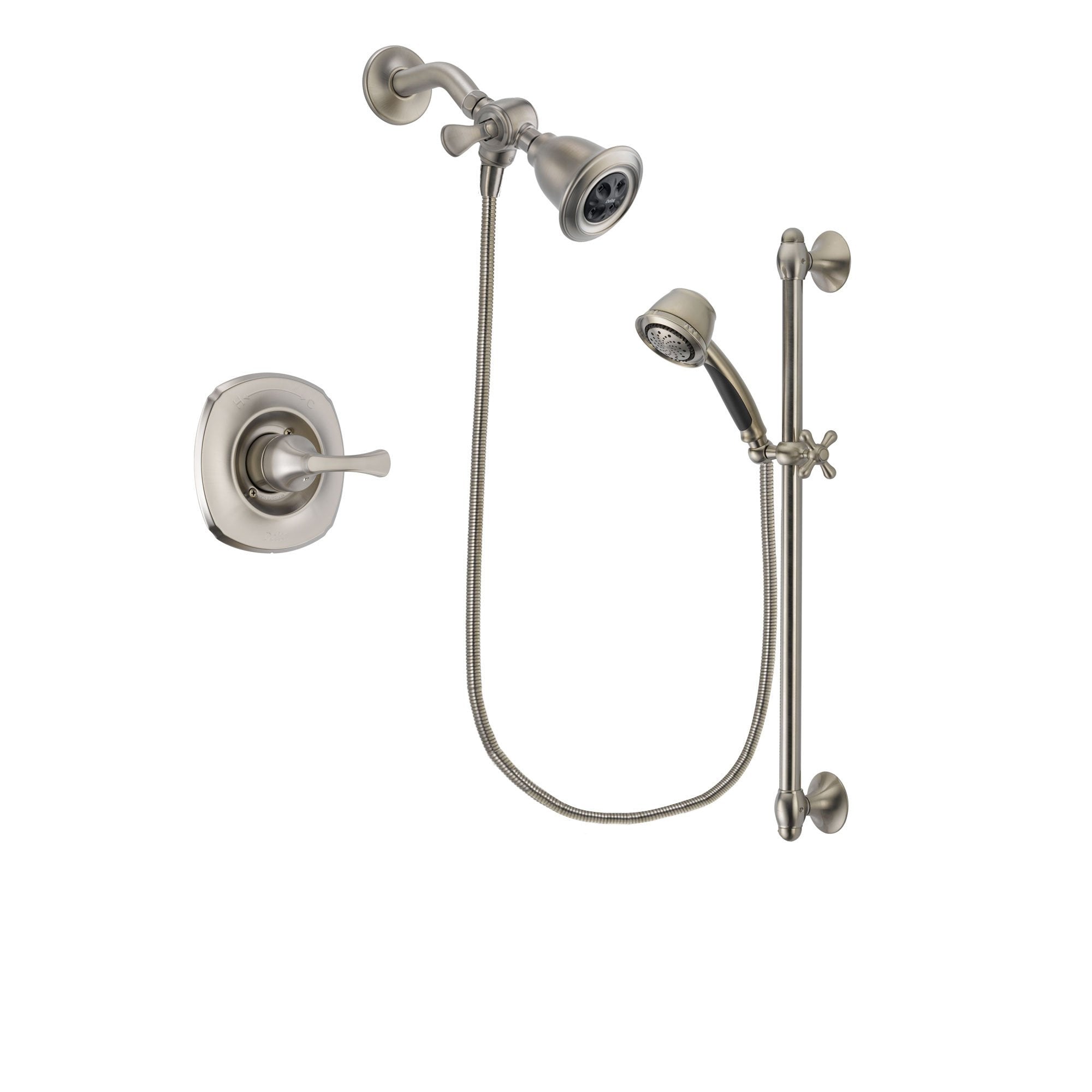 Delta Addison Stainless Steel Finish Shower Faucet System Package with Water Efficient Showerhead and 5-Spray Personal Handshower with Slide Bar Includes Rough-in Valve DSP1292V