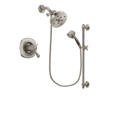 Delta Addison Stainless Steel Finish Thermostatic Shower Faucet System Package with 5-1/2 inch Shower Head and 5-Spray Personal Handshower with Slide Bar Includes Rough-in Valve DSP1350V