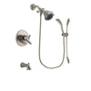 Delta Trinsic Stainless Steel Finish Dual Control Tub and Shower Faucet System Package with Shower Head and Handshower with Slide Bar Includes Rough-in Valve and Tub Spout DSP1399V