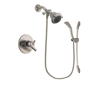 Delta Trinsic Stainless Steel Finish Dual Control Shower Faucet System Package with Shower Head and Handshower with Slide Bar Includes Rough-in Valve DSP1400V