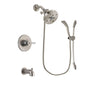 Delta Trinsic Stainless Steel Finish Tub and Shower Faucet System Package with 5-1/2 inch Shower Head and Handshower with Slide Bar Includes Rough-in Valve and Tub Spout DSP1491V