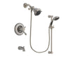 Delta Leland Stainless Steel Finish Thermostatic Tub and Shower Faucet System Package with Shower Head and Handheld Shower Spray with Slide Bar Includes Rough-in Valve and Tub Spout DSP1517V