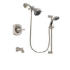 Delta Addison Stainless Steel Finish Tub and Shower Faucet System Package with Shower Head and Handheld Shower Spray with Slide Bar Includes Rough-in Valve and Tub Spout DSP1529V