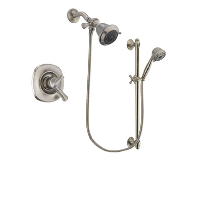 Delta Addison Stainless Steel Finish Dual Control Shower Faucet System Package with Shower Head and 7-Spray Handheld Shower with Slide Bar Includes Rough-in Valve DSP1678V