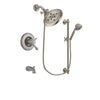 Delta Leland Stainless Steel Finish Thermostatic Tub and Shower Faucet System Package with Large Rain Showerhead and 7-Spray Handheld Shower with Slide Bar Includes Rough-in Valve and Tub Spout DSP1721V