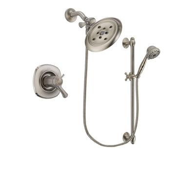 Delta Addison Stainless Steel Finish Thermostatic Shower Faucet System Package with Large Rain Showerhead and 7-Spray Handheld Shower with Slide Bar Includes Rough-in Valve DSP1724V