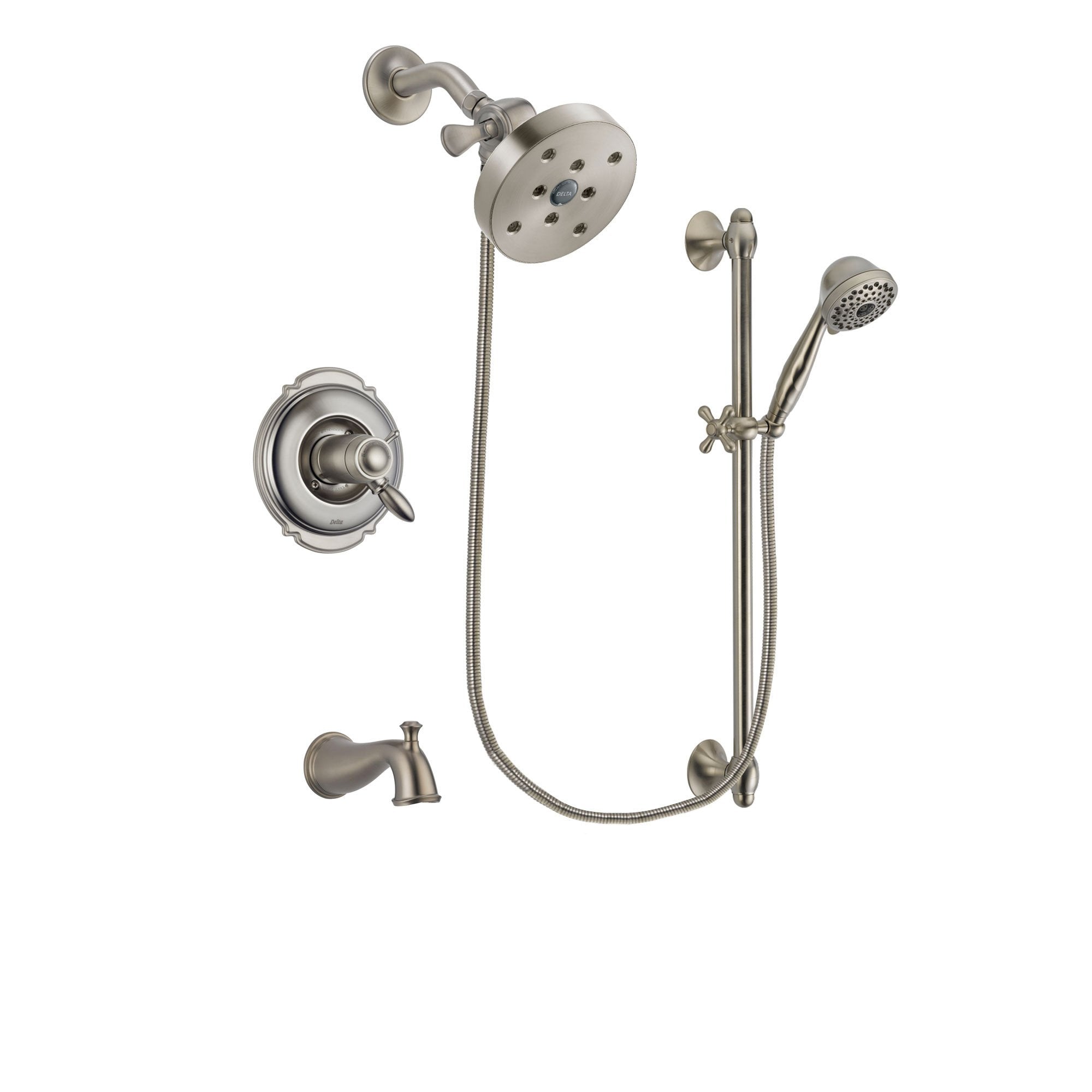 Delta Victorian Stainless Steel Finish Tub & Shower System w/Hand Spray DSP1753V