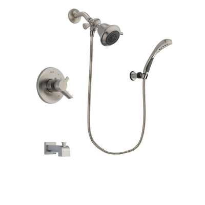 Delta Compel Stainless Steel Finish Dual Control Tub and Shower Faucet System Package with Shower Head and Wall Mounted Handshower Includes Rough-in Valve and Tub Spout DSP1809V