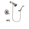 Delta Linden Stainless Steel Finish Dual Control Tub and Shower Faucet System Package with Shower Head and Wall Mounted Handshower Includes Rough-in Valve and Tub Spout DSP1815V