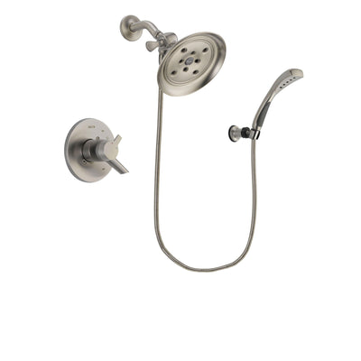 Delta Compel Stainless Steel Finish Dual Control Shower Faucet System Package with Large Rain Showerhead and Wall Mounted Handshower Includes Rough-in Valve DSP1878V