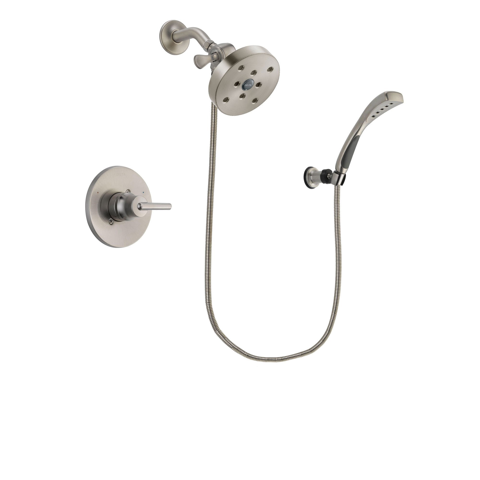 Delta Trinsic Stainless Steel Finish Shower Faucet System Package with 5-1/2 inch Shower Head and Wall Mounted Handshower Includes Rough-in Valve DSP1900V