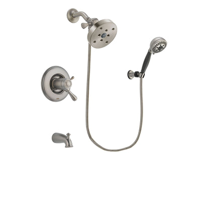 Delta Leland Stainless Steel Finish Thermostatic Tub and Shower Faucet System Package with 5-1/2 inch Shower Head and 5-Setting Wall Mount Personal Handheld Shower Includes Rough-in Valve and Tub Spout DSP2027V